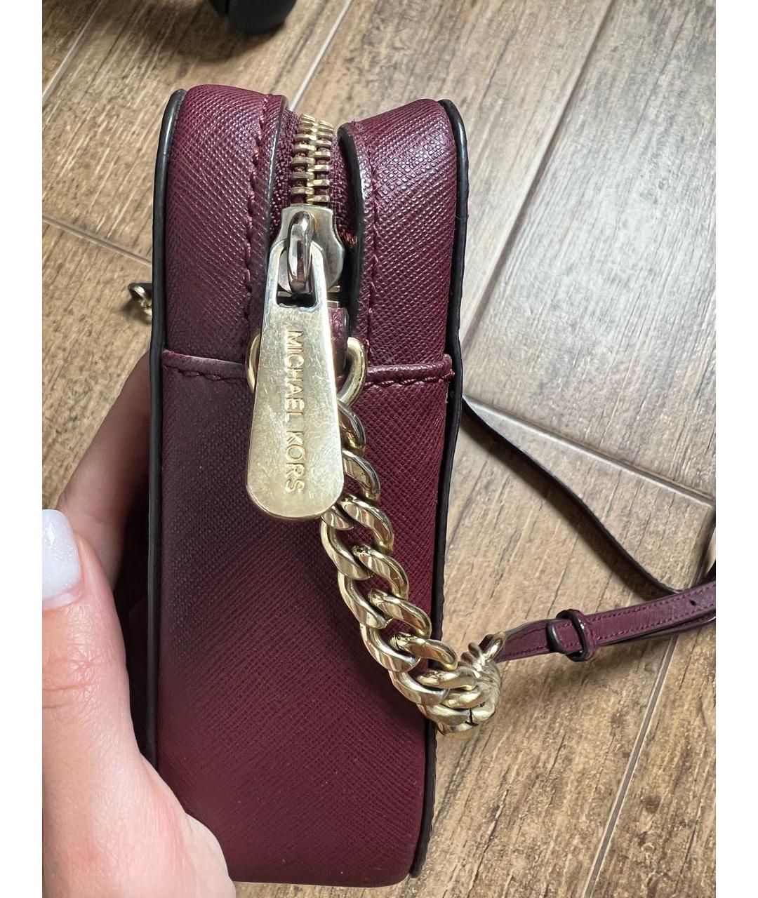 MICHAEL KORS Бордовая кожаная сумка через плечо, фото 5