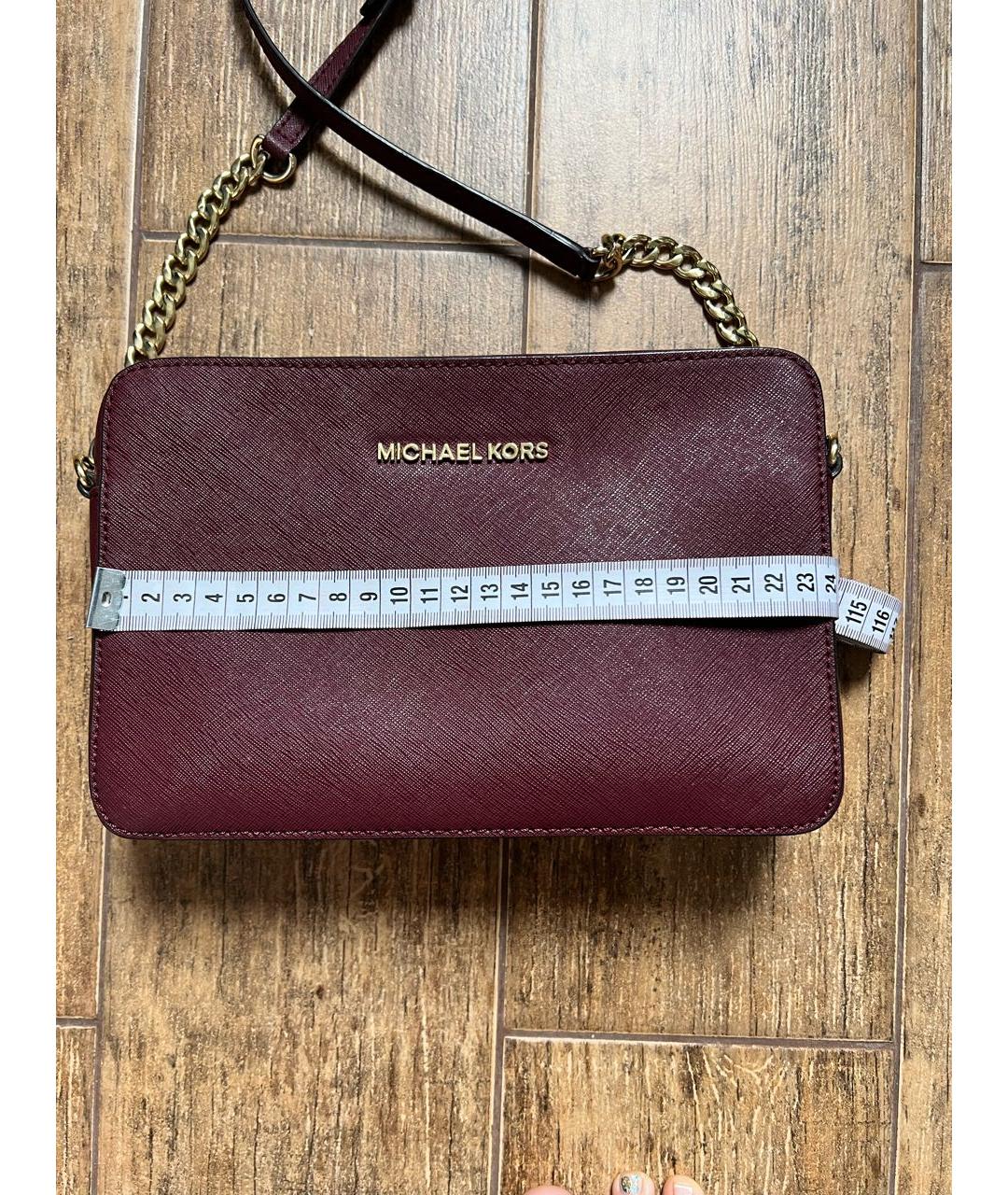 MICHAEL KORS Бордовая кожаная сумка через плечо, фото 6