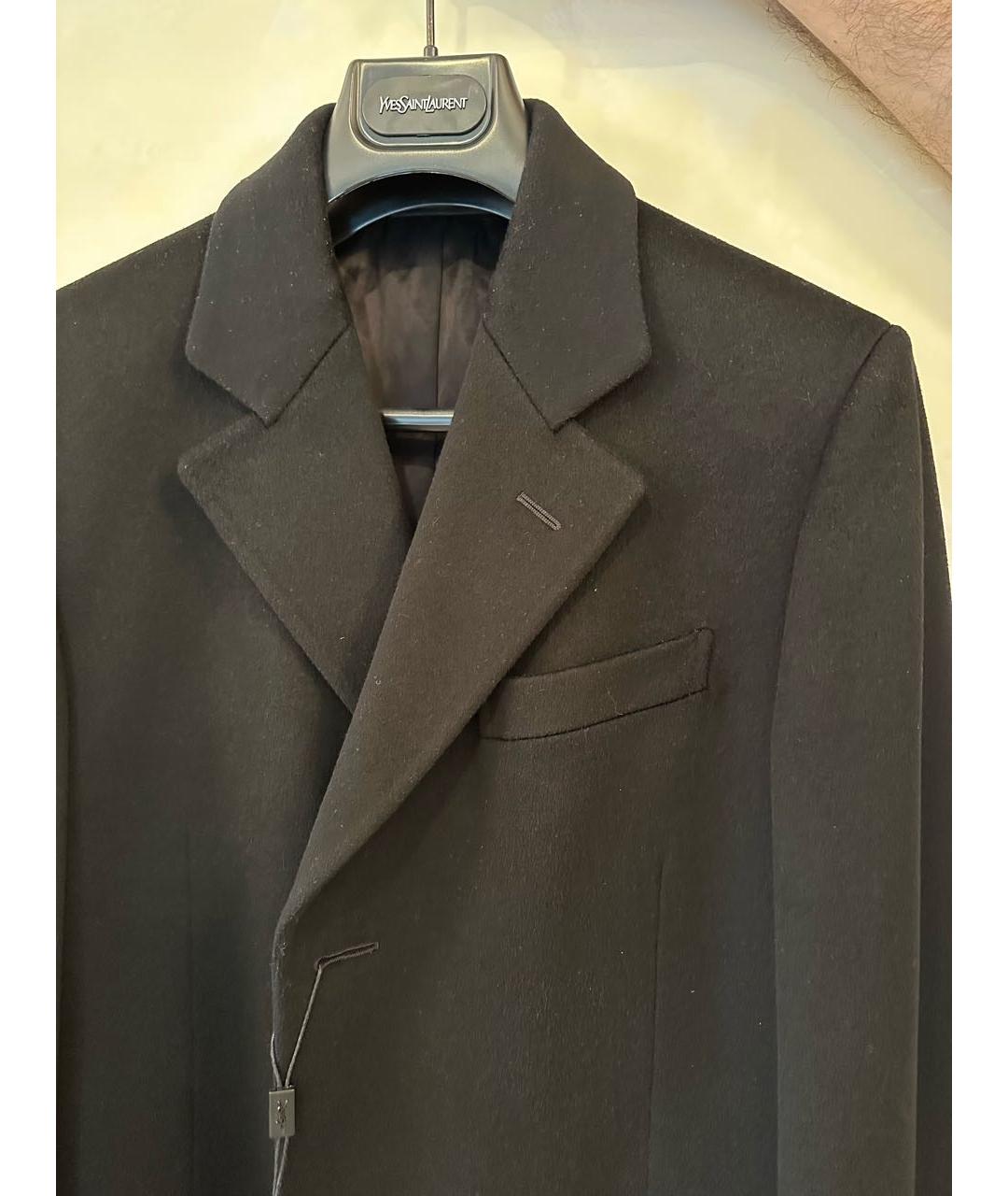 SAINT LAURENT Черное шерстяное пальто, фото 3