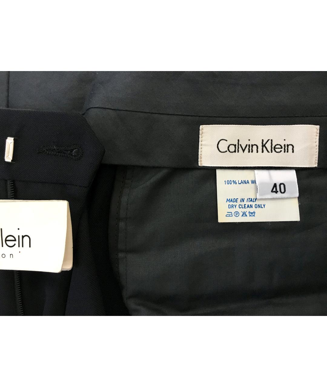 CALVIN KLEIN Черные шерстяные классические брюки, фото 5