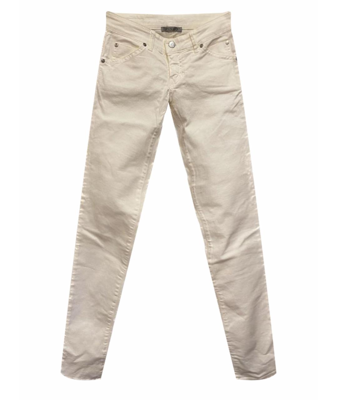 PINKO Белые хлопко-эластановые джинсы слим, фото 1