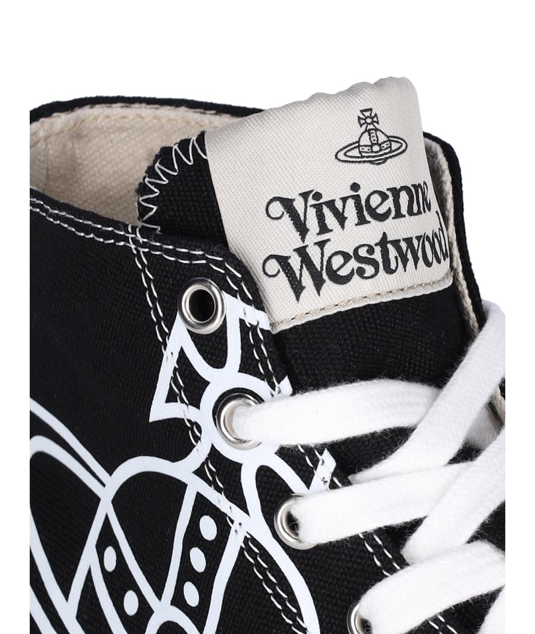 VIVIENNE WESTWOOD Черные текстильные высокие кроссовки / кеды, фото 4