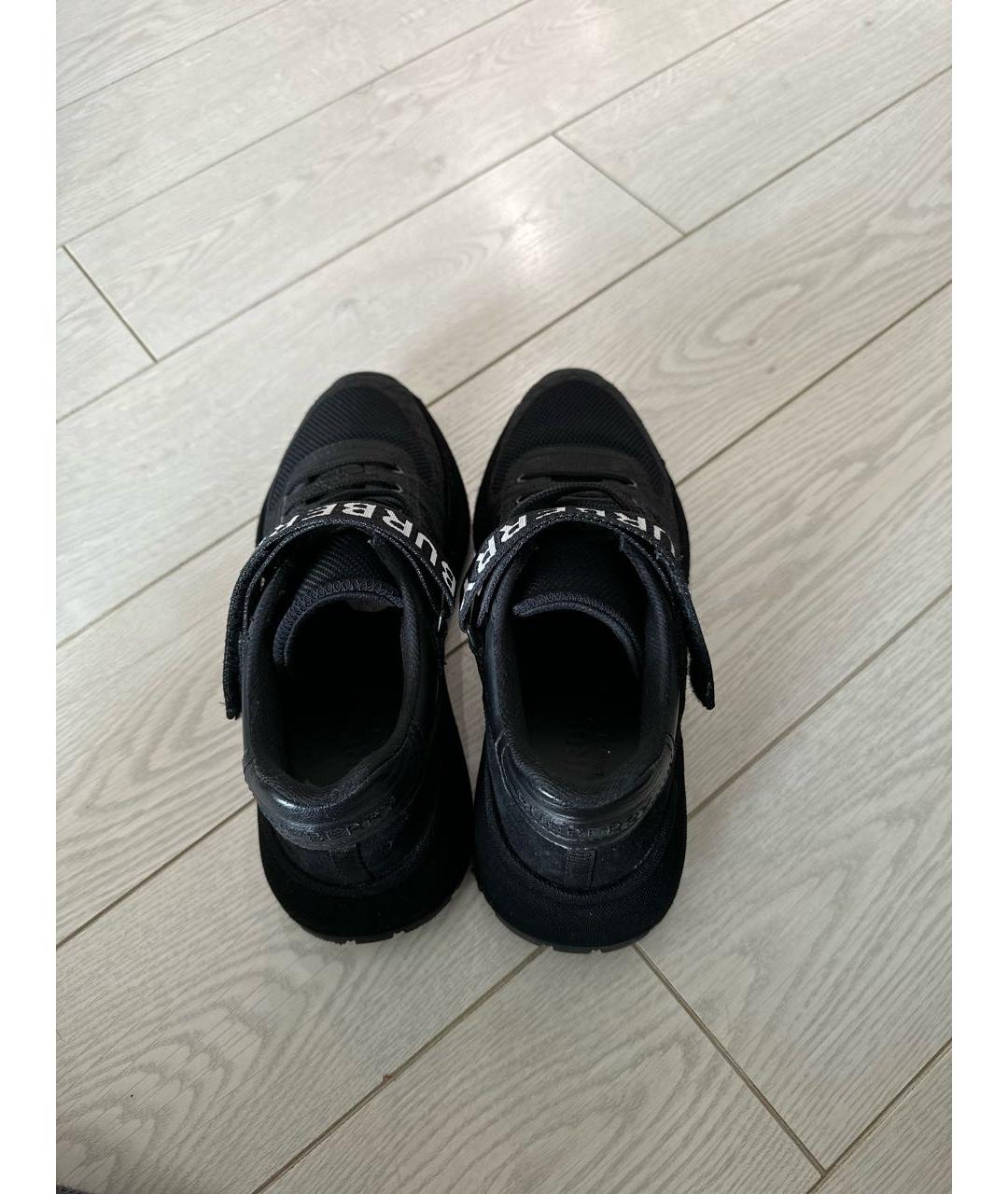 BURBERRY Черные кожаные кроссовки, фото 3