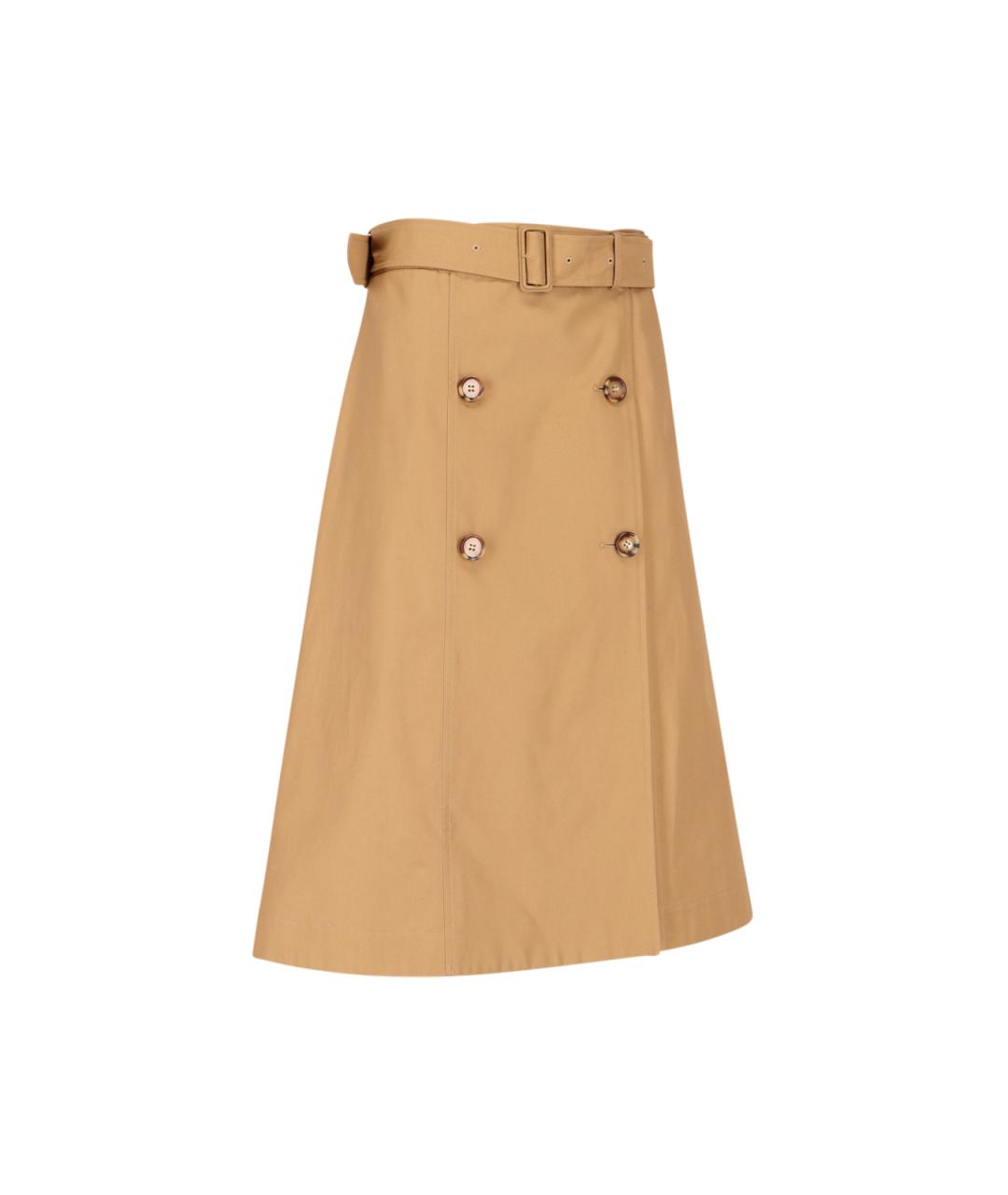 BURBERRY Бежевая хлопковая юбка миди, фото 2