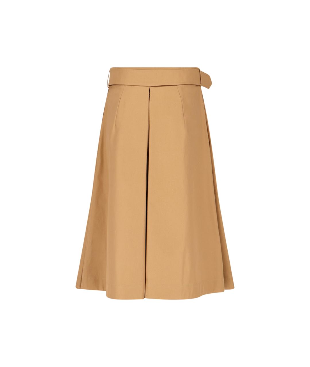 BURBERRY Бежевая хлопковая юбка миди, фото 3