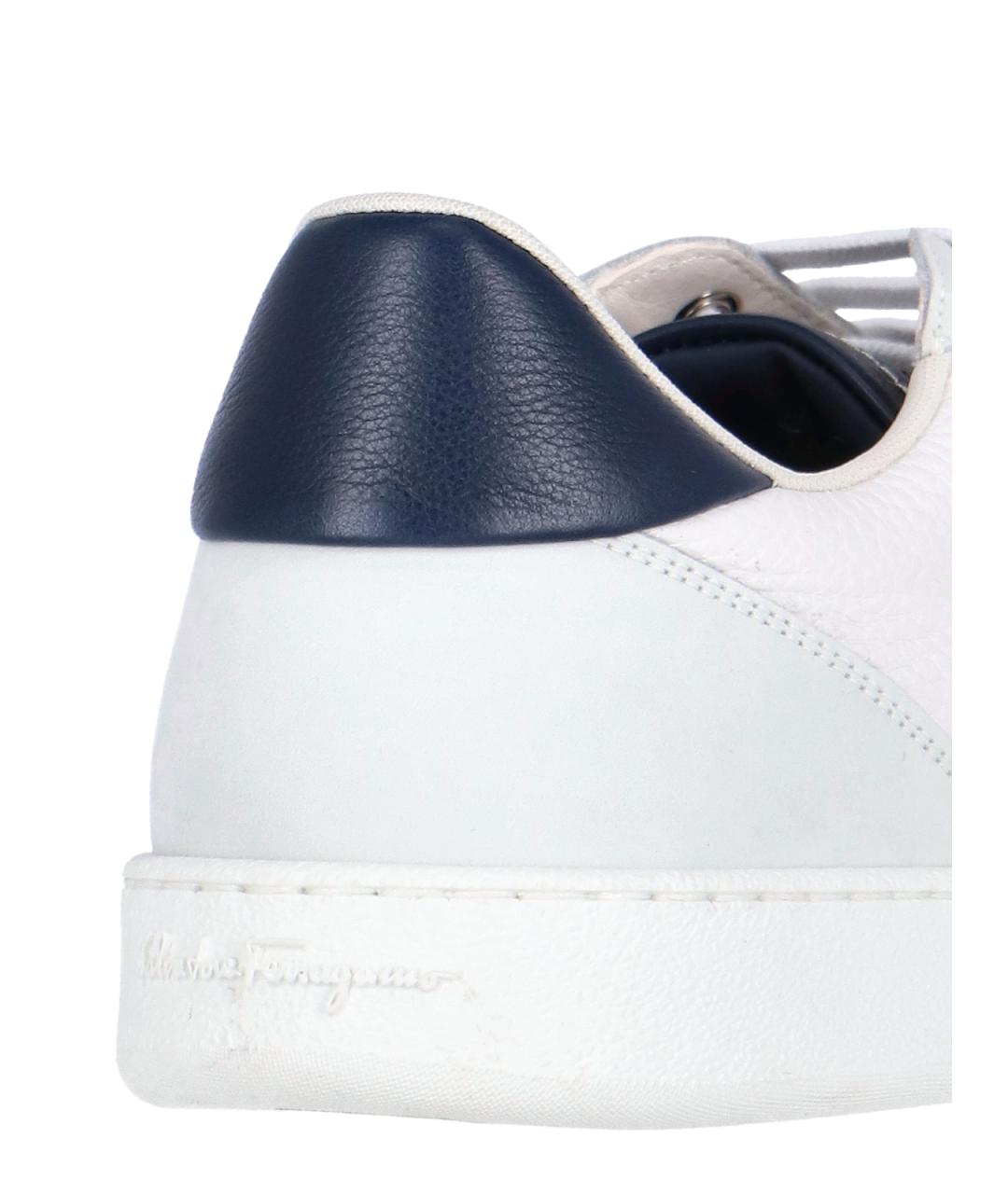 SALVATORE FERRAGAMO Белые кожаные низкие кроссовки / кеды, фото 4