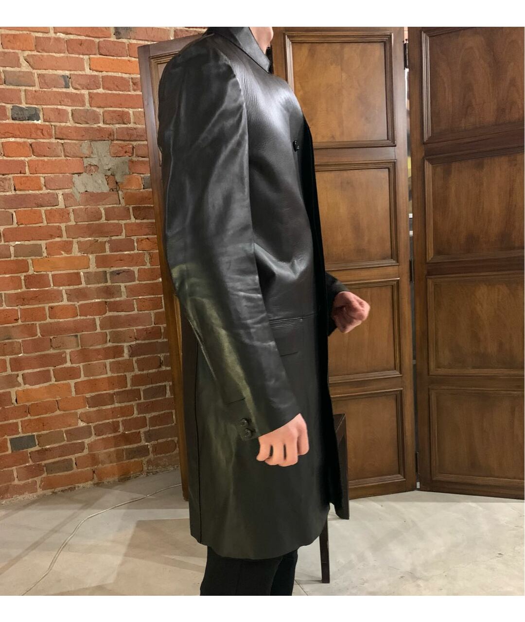 ALEXANDER MCQUEEN Черное кожаное пальто, фото 8