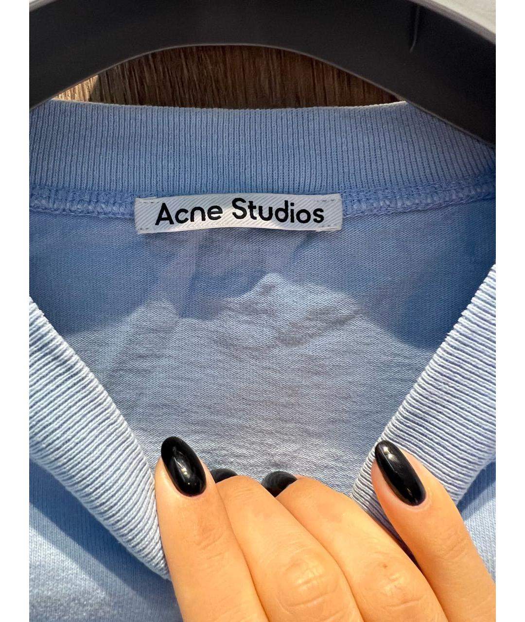 ACNE STUDIOS Голубая хлопковая футболка, фото 3