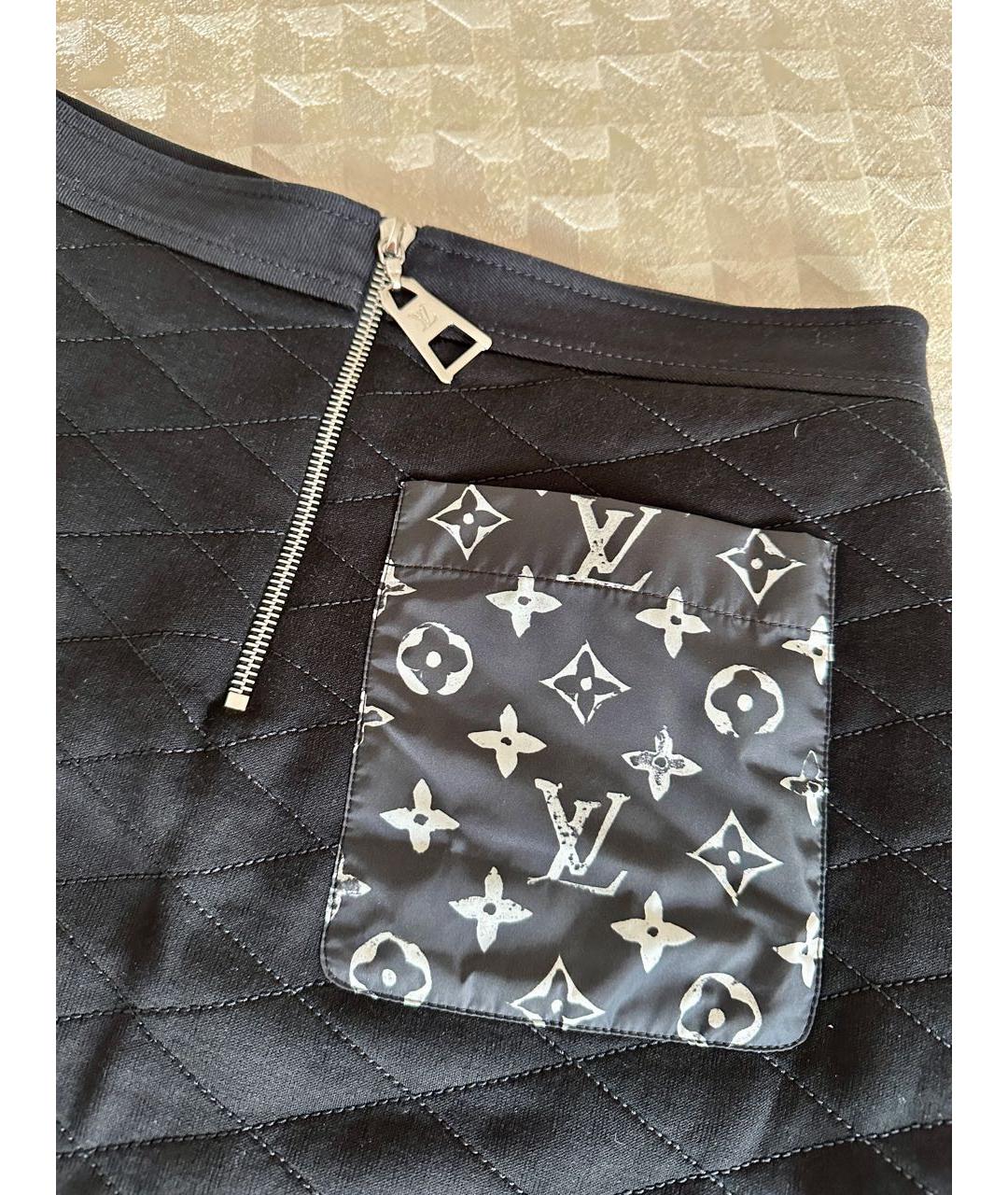 LOUIS VUITTON PRE-OWNED Черная хлопковая юбка мини, фото 3