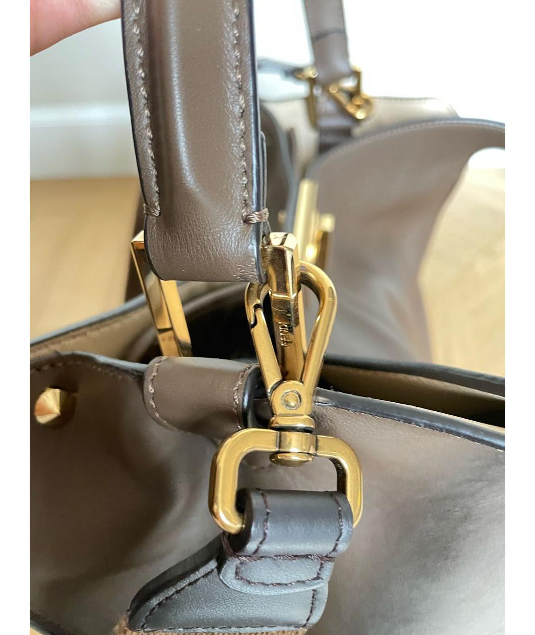FENDI Коричневая кожаная сумка тоут, фото 8
