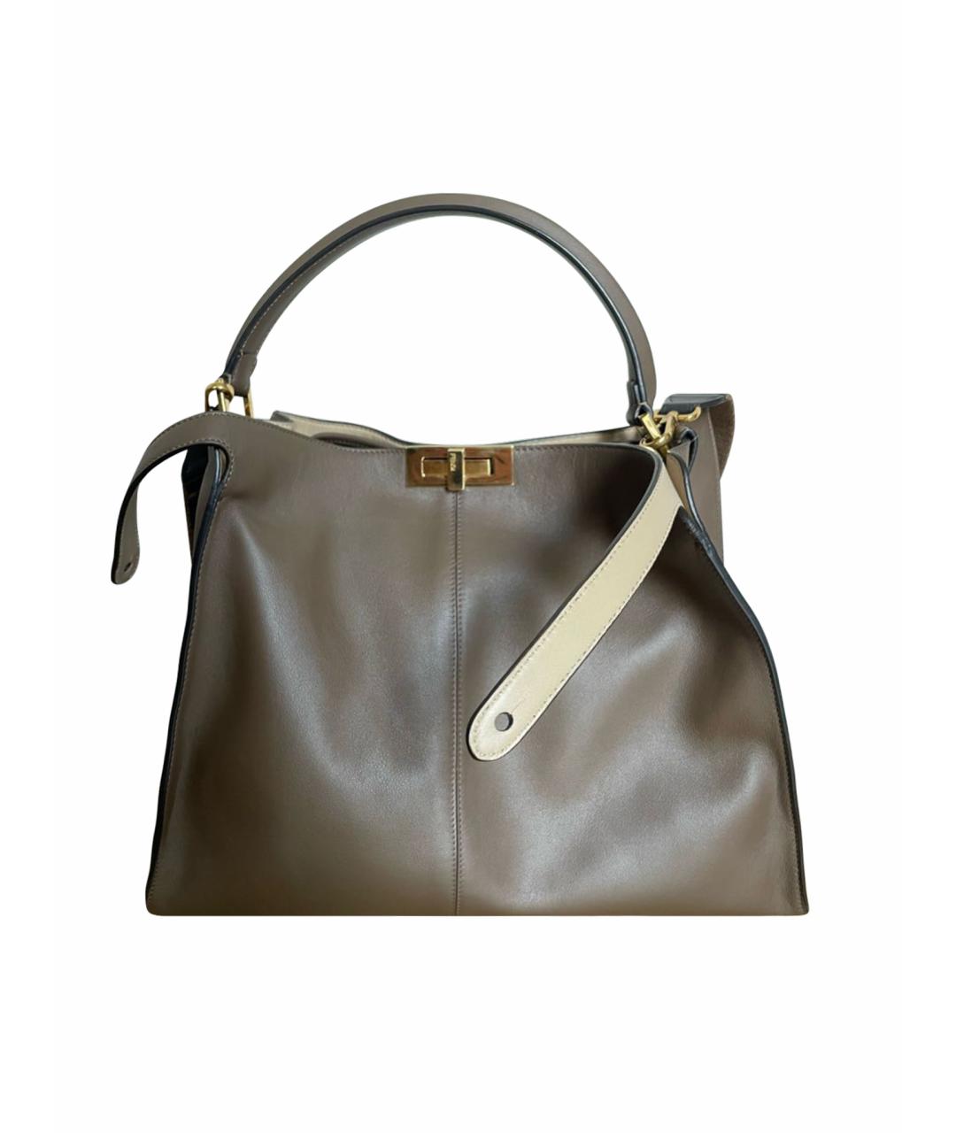 FENDI Коричневая кожаная сумка тоут, фото 1