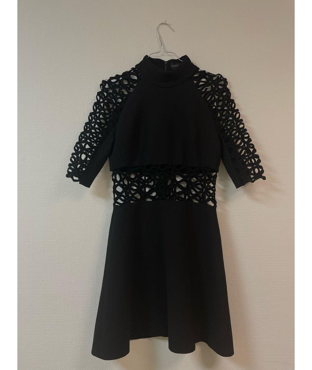 DAVID KOMA Черное шерстяное коктейльное платье, фото 7