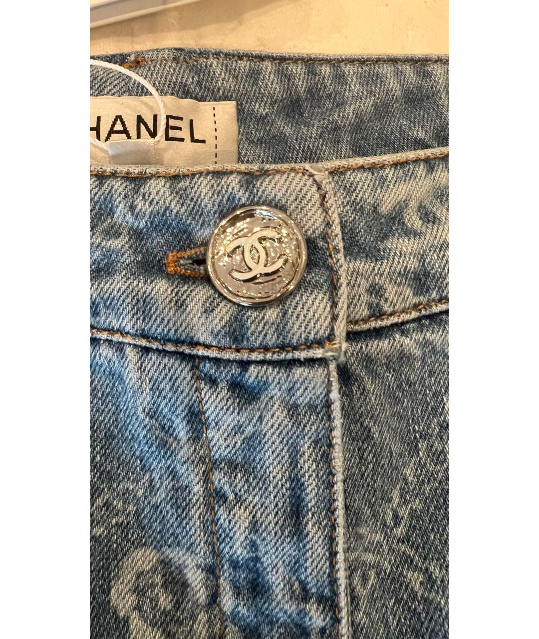 CHANEL Синие хлопковые джинсы клеш, фото 5