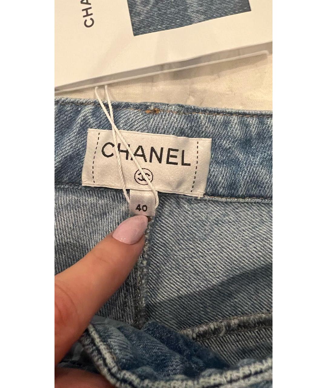 CHANEL Синие хлопковые джинсы клеш, фото 6