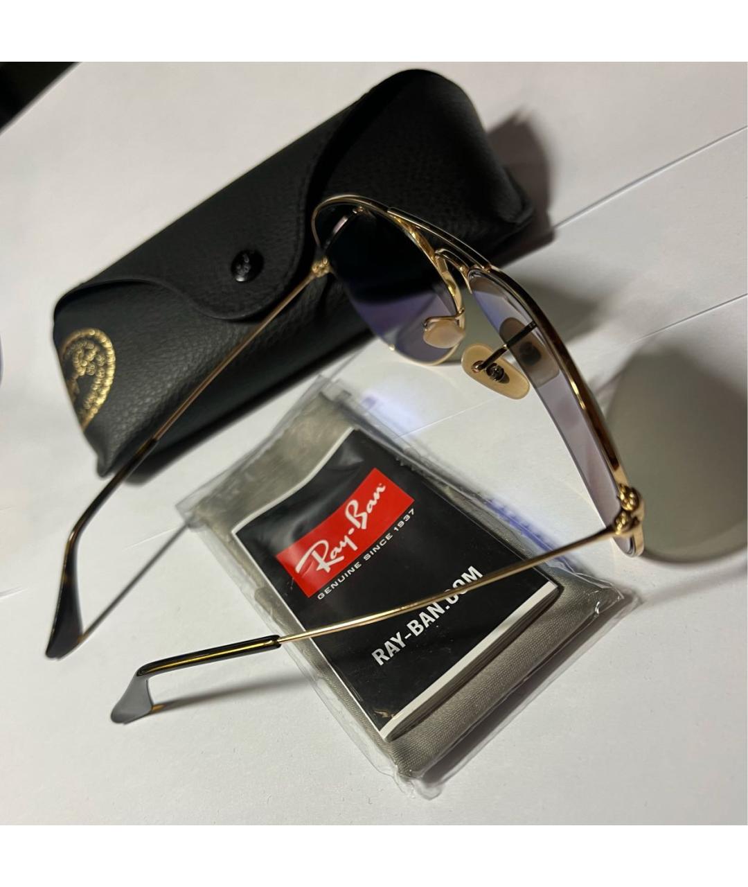 RAY BAN Золотые металлические солнцезащитные очки, фото 5