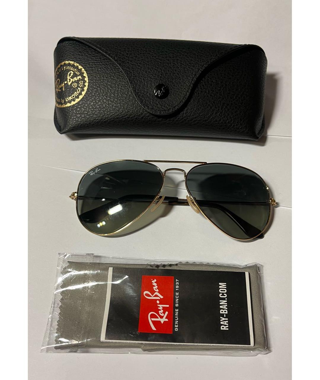 RAY BAN Золотые металлические солнцезащитные очки, фото 4