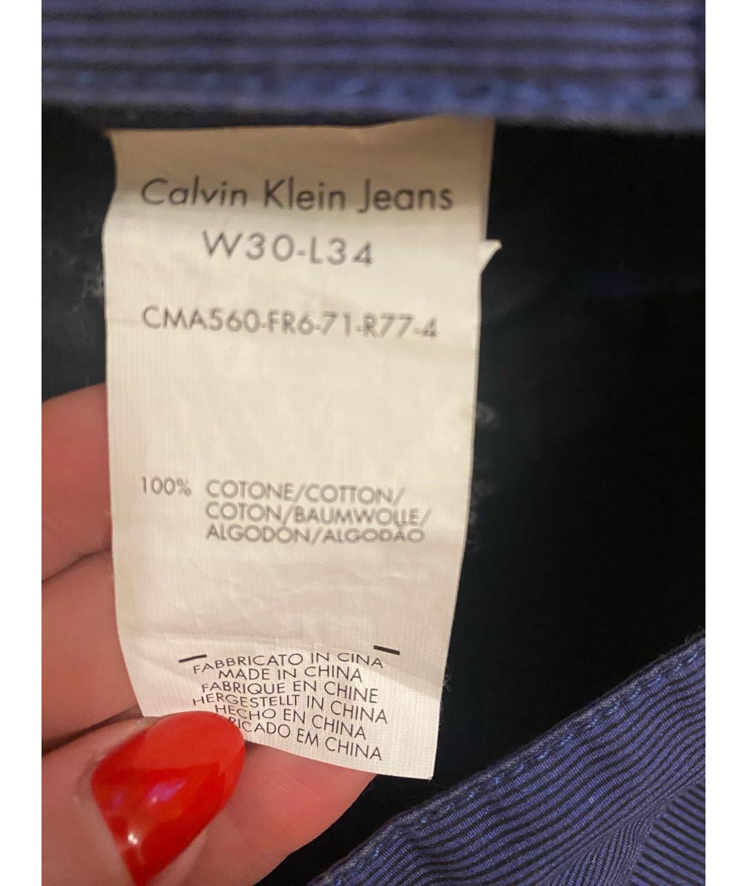 CALVIN KLEIN JEANS Темно-синие хлопковые джинсы слим, фото 5