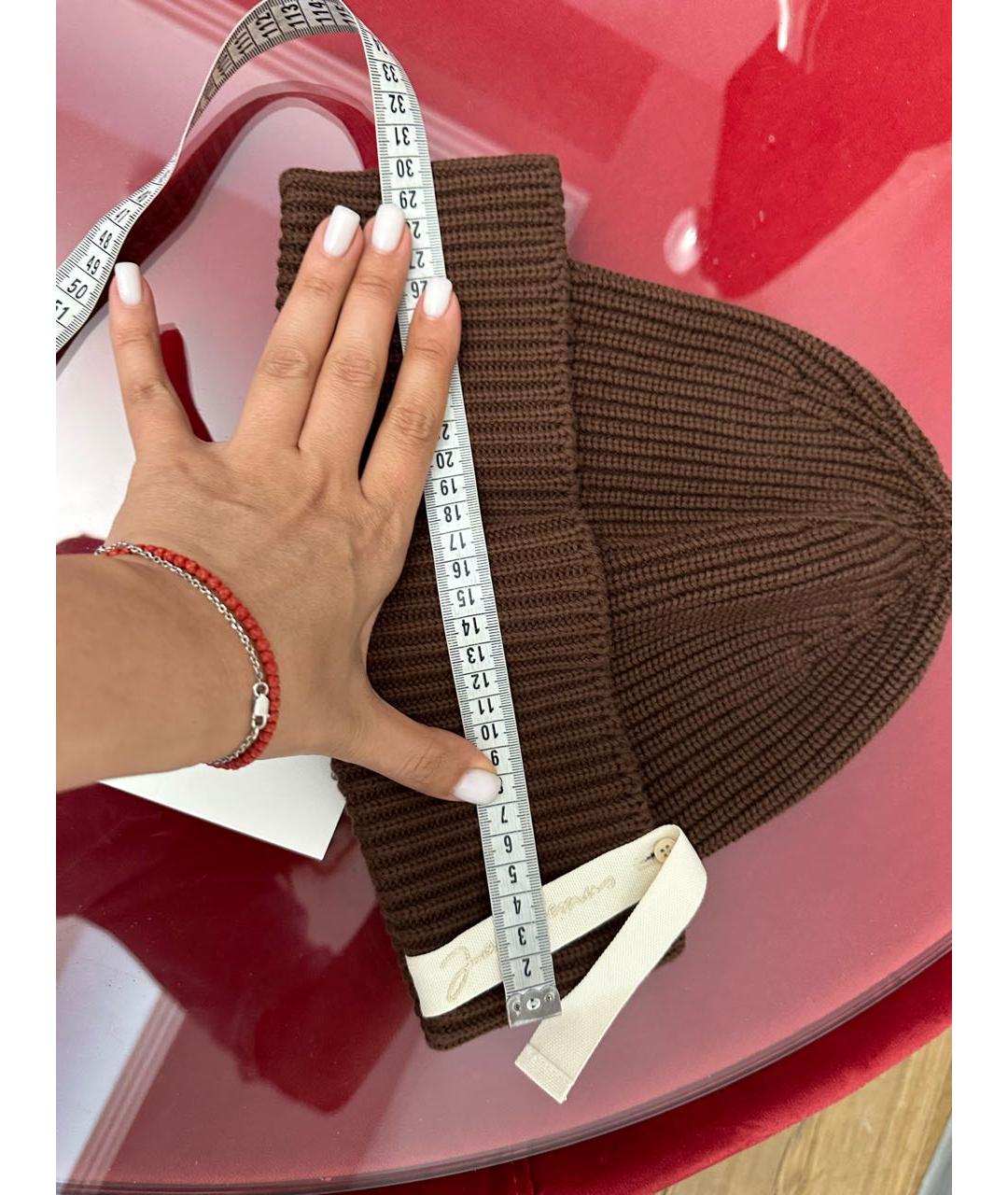 JACQUEMUS Коричневая хлопковая шапка, фото 4