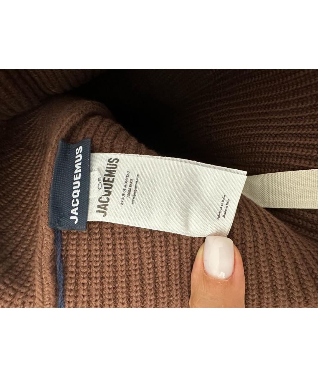 JACQUEMUS Коричневая хлопковая шапка, фото 5