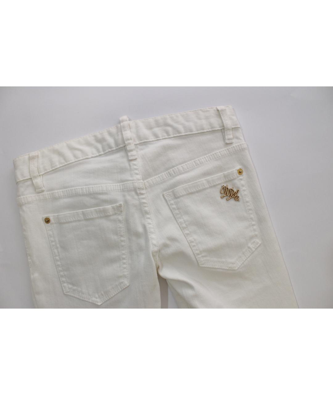 DSQUARED2 Белые хлопковые джинсы слим, фото 6