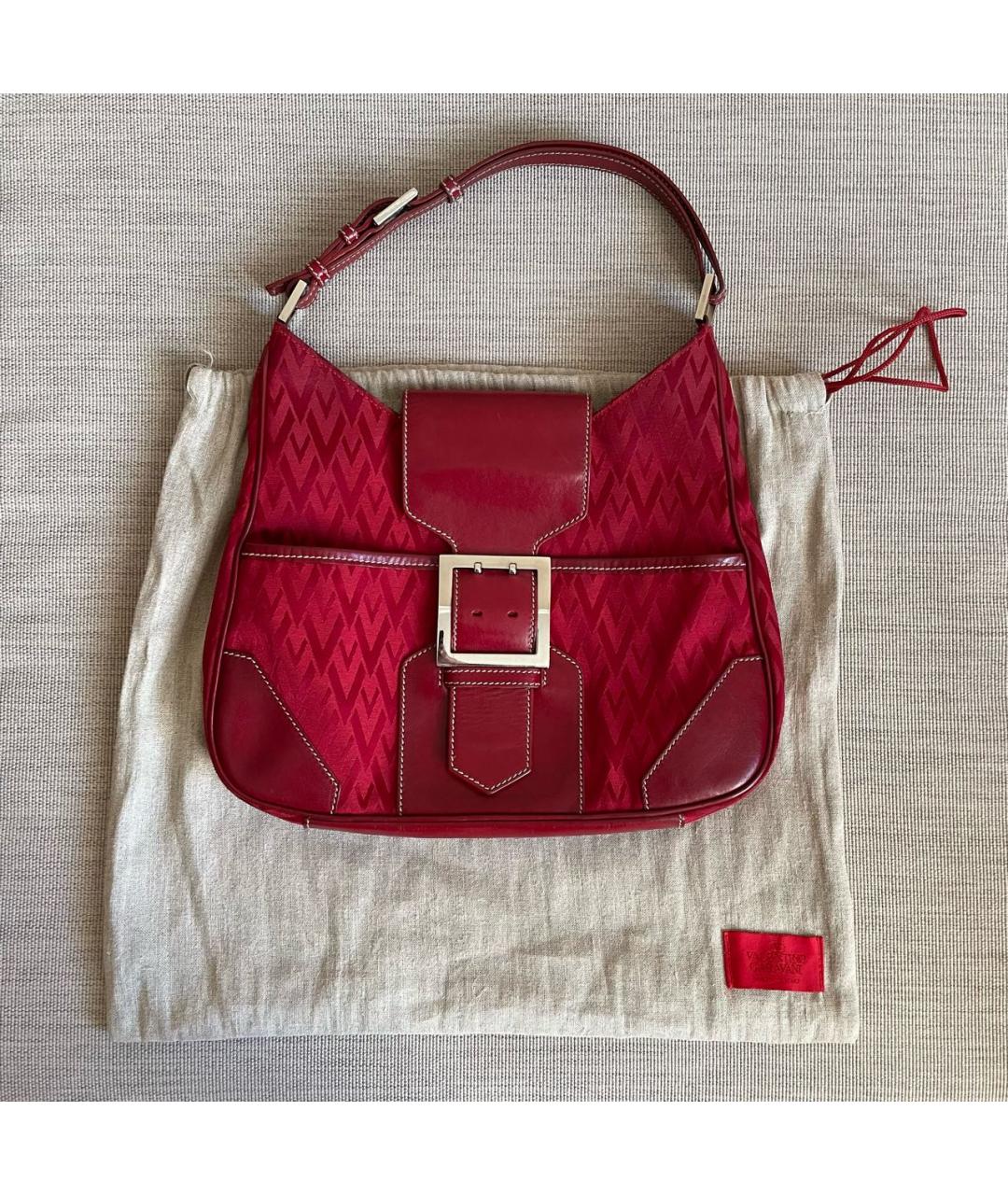 VALENTINO Красная тканевая сумка с короткими ручками, фото 3