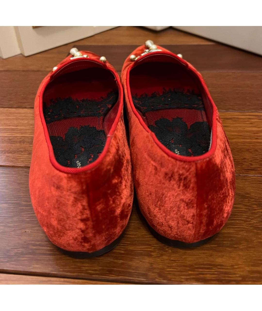 DOLCE&GABBANA Красные бархатные балетки, фото 4