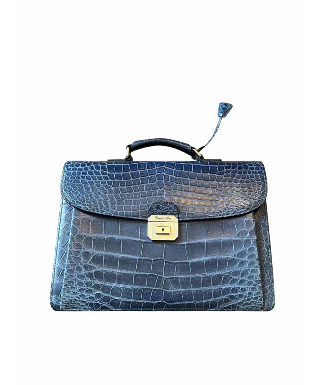 CASTELLO D'ORO Голубой кожаный портфель, фото 1