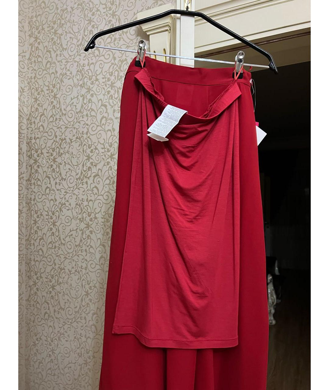 MAX MARA Бордовая шелковая юбка макси, фото 4