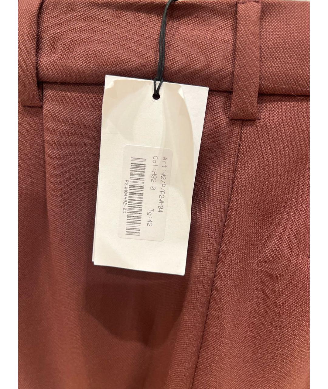 ERIKA CAVALLINI Бордовые шерстяные прямые брюки, фото 4