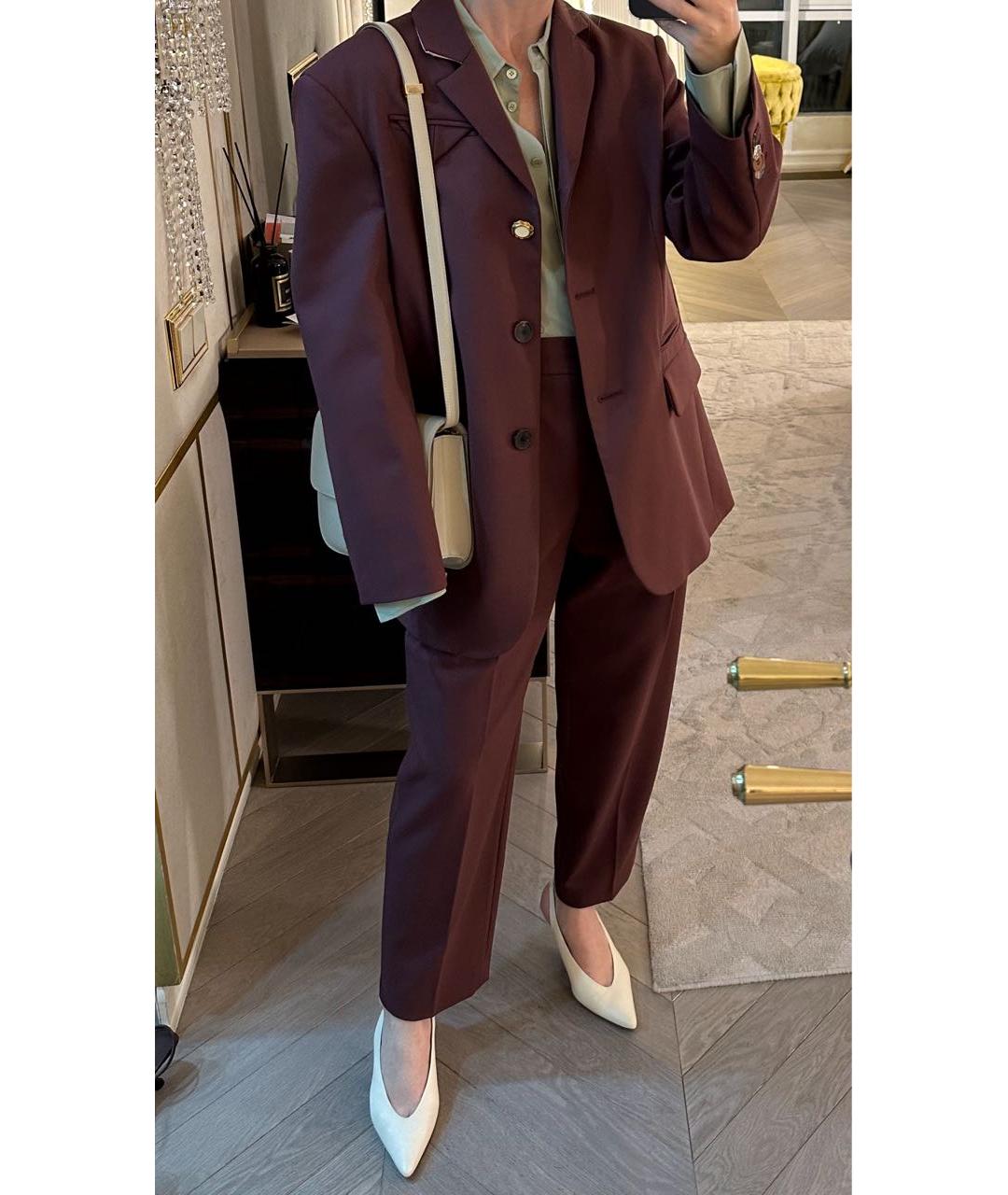 ERIKA CAVALLINI Бордовые шерстяные прямые брюки, фото 5