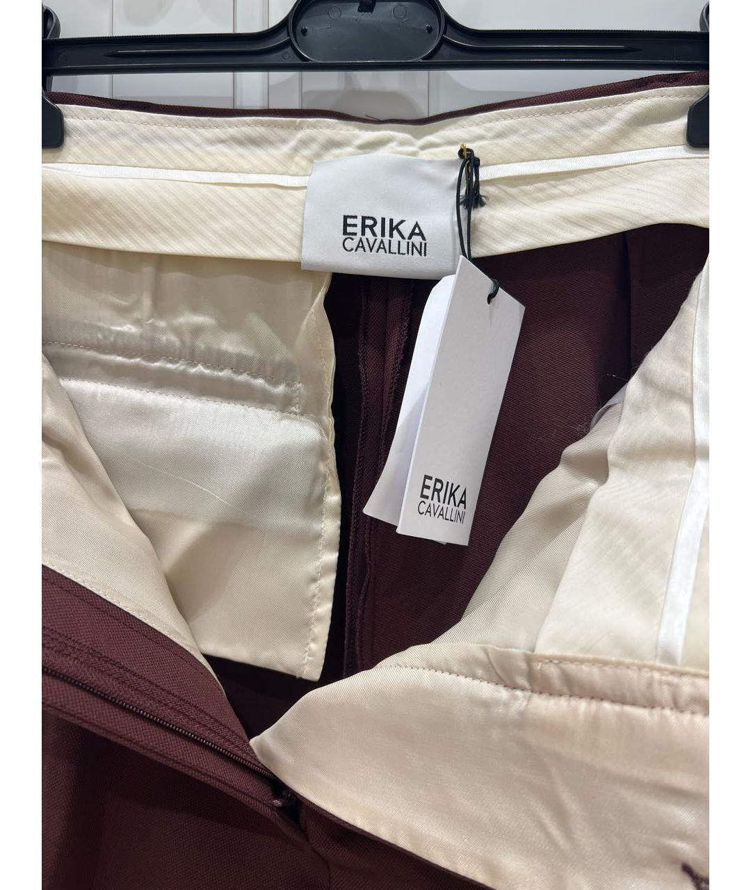 ERIKA CAVALLINI Бордовые шерстяные прямые брюки, фото 3