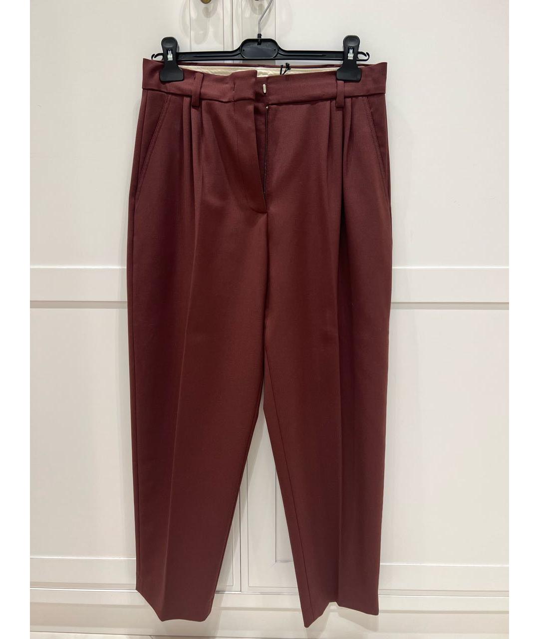 ERIKA CAVALLINI Бордовые шерстяные прямые брюки, фото 7