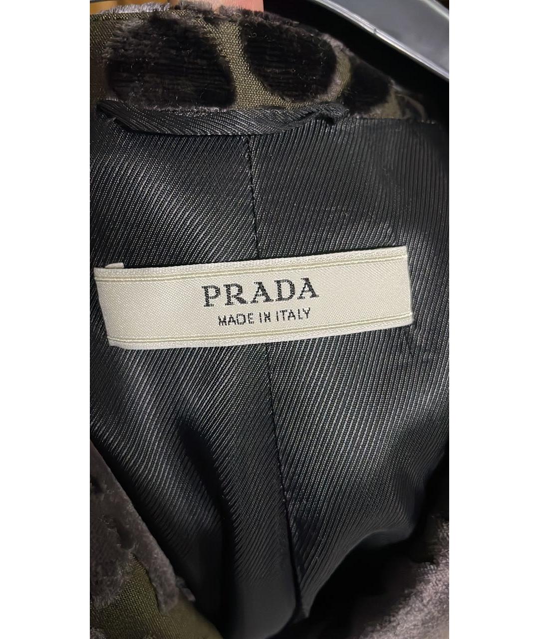 PRADA Хаки шелковое пальто, фото 3
