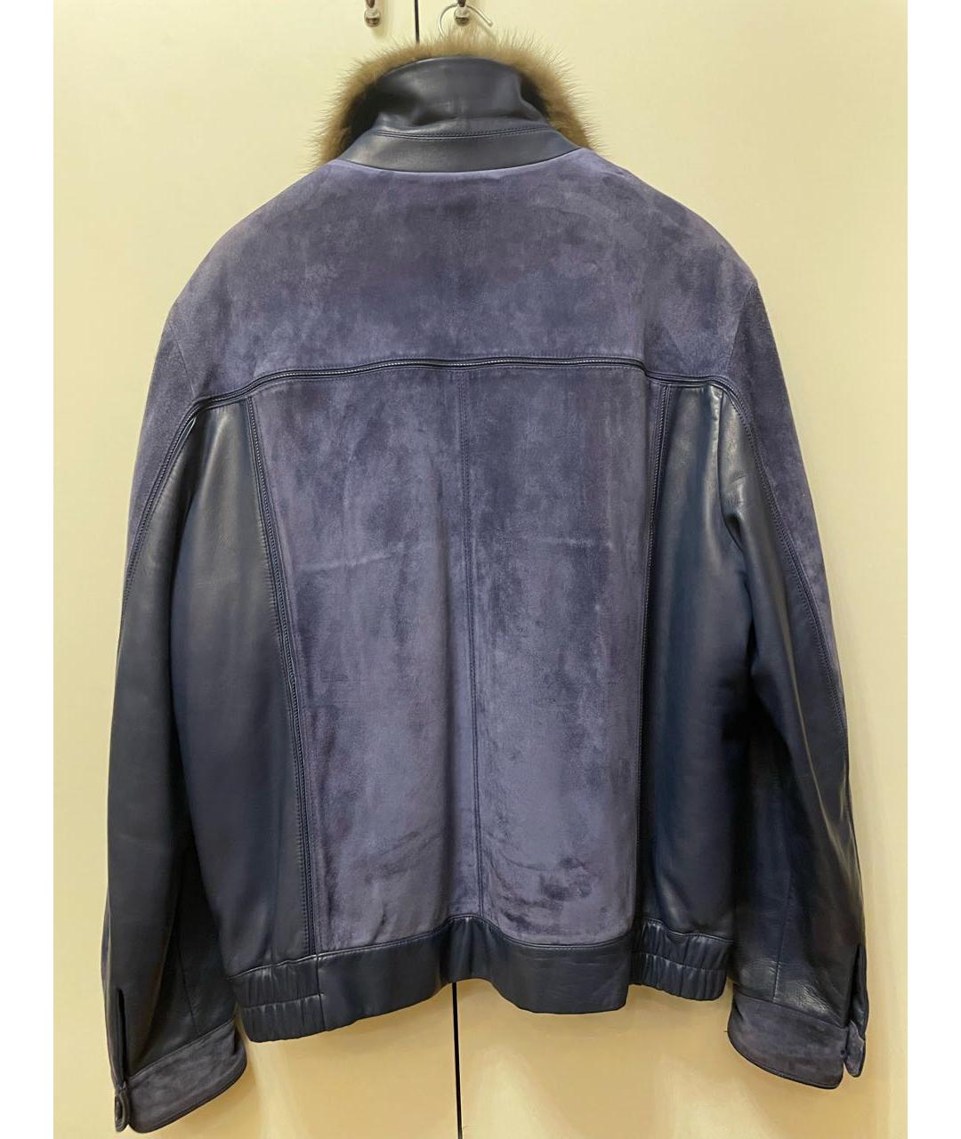 STEFANO RICCI Темно-синяя кожаная куртка, фото 2