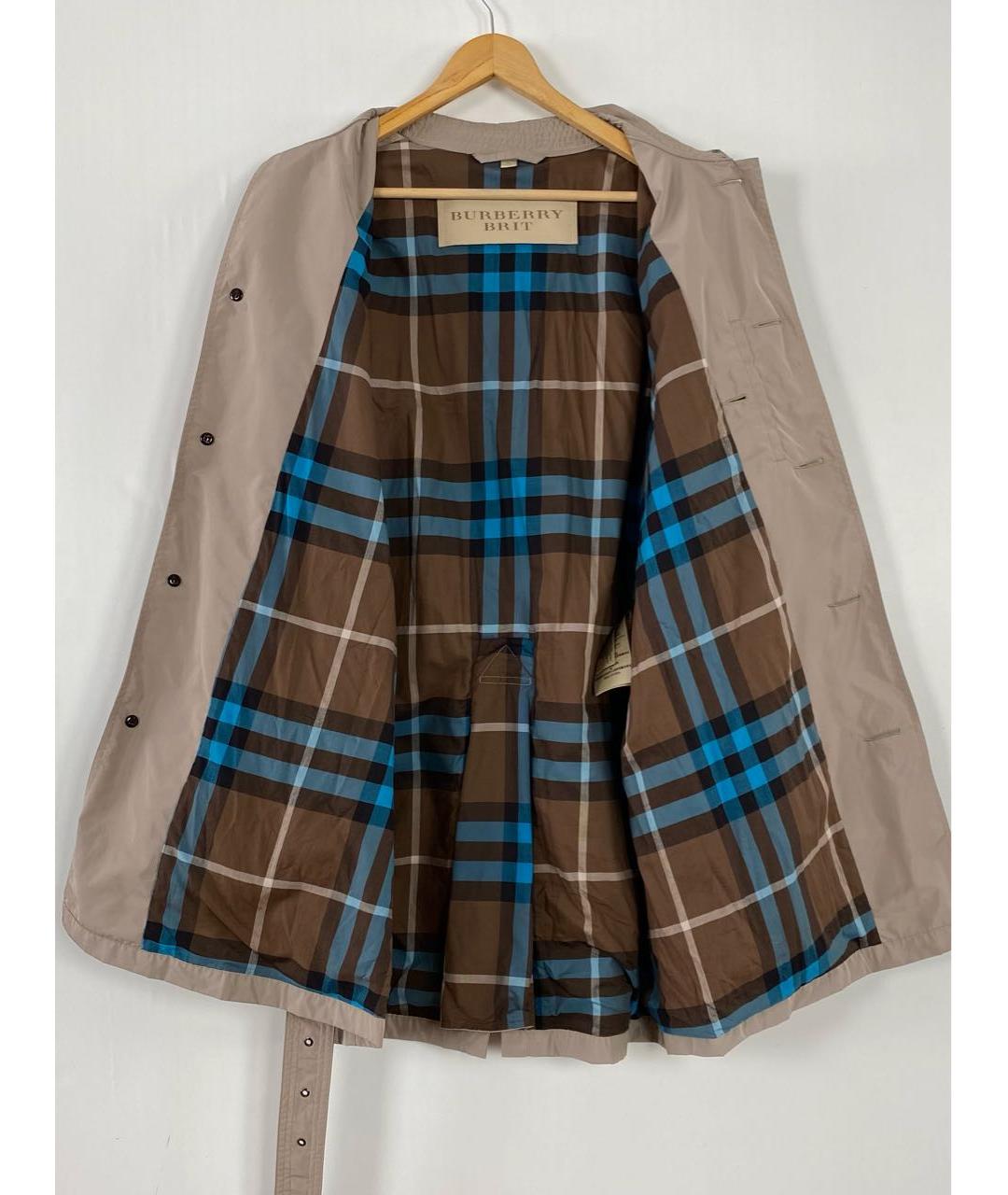 BURBERRY Бежевый полиэстеровый тренч/плащ, фото 5