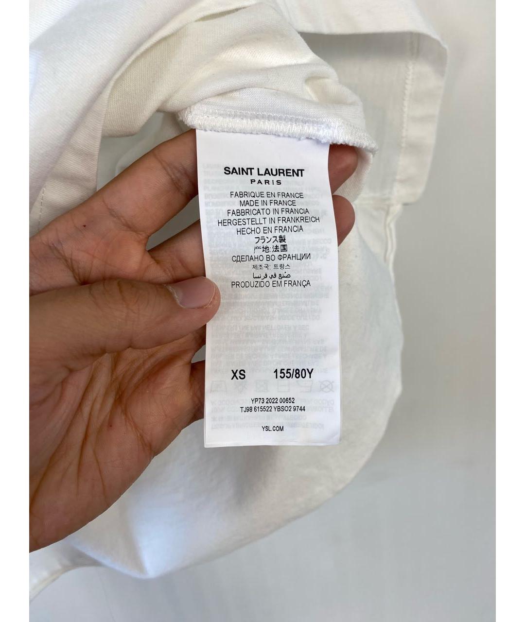 SAINT LAURENT Белая хлопковая футболка, фото 6