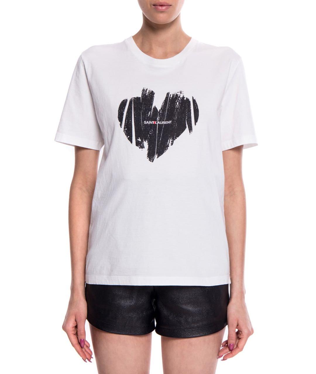 SAINT LAURENT Белая хлопковая футболка, фото 3