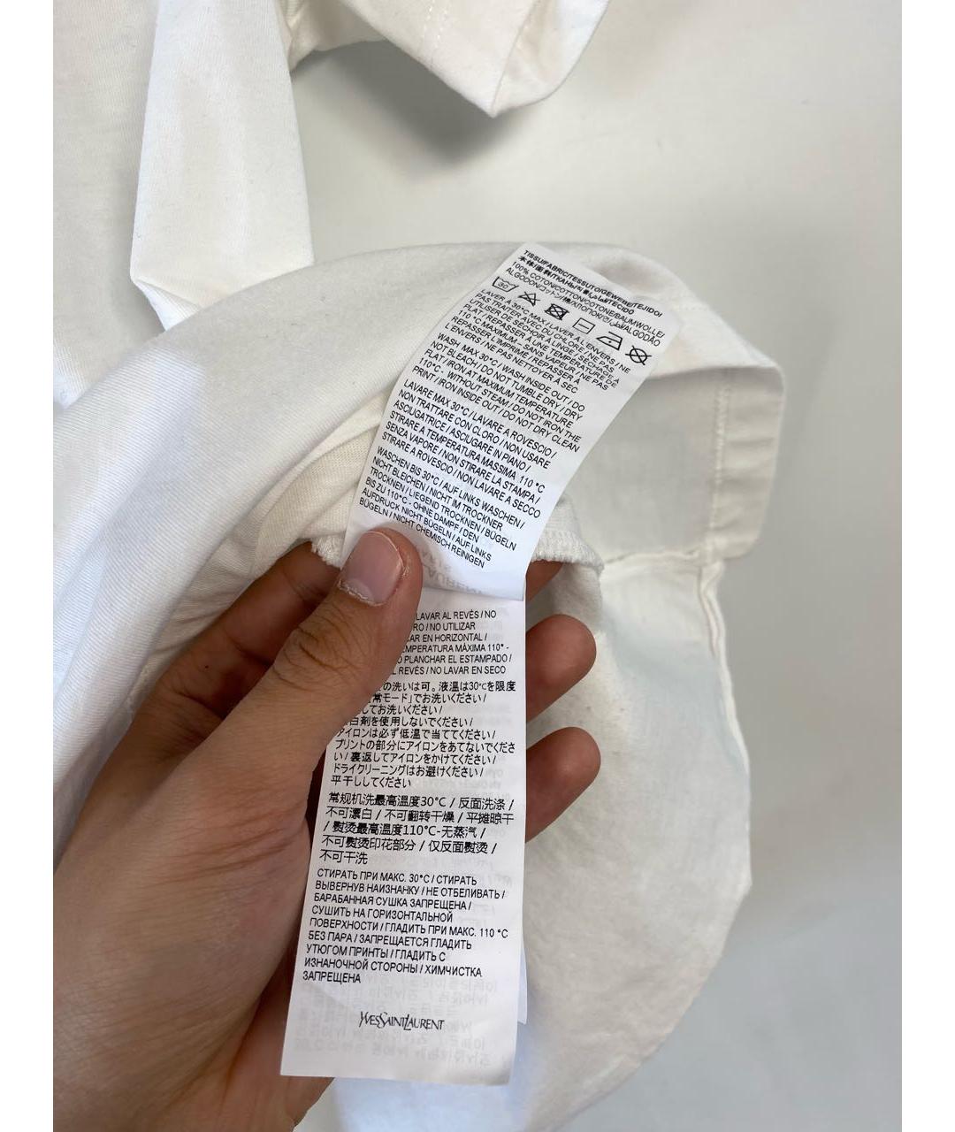 SAINT LAURENT Белая хлопковая футболка, фото 7