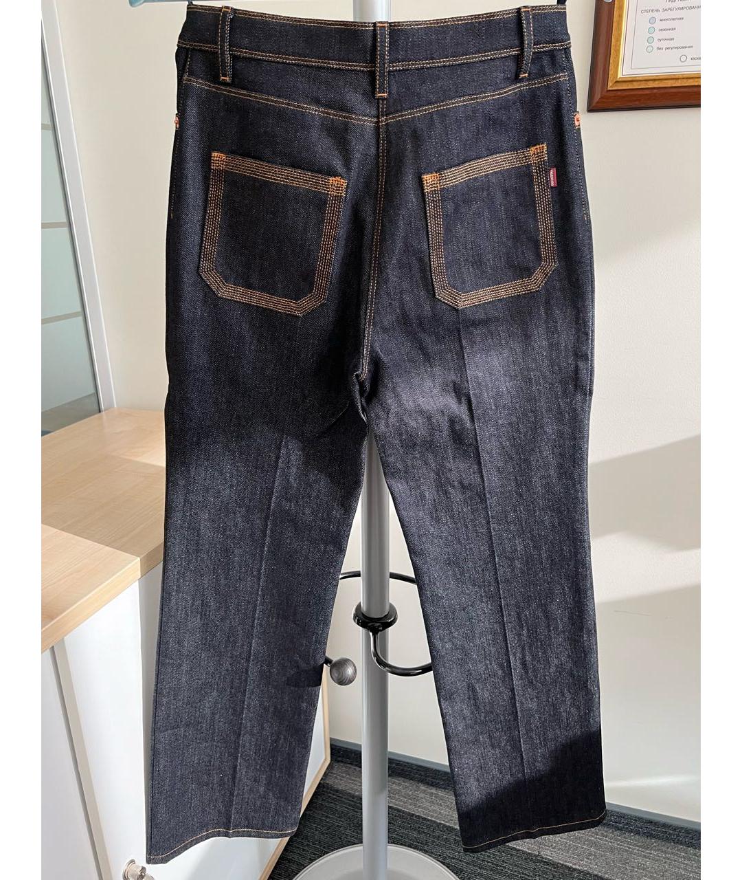 VALENTINO Темно-синие хлопковые прямые джинсы, фото 2