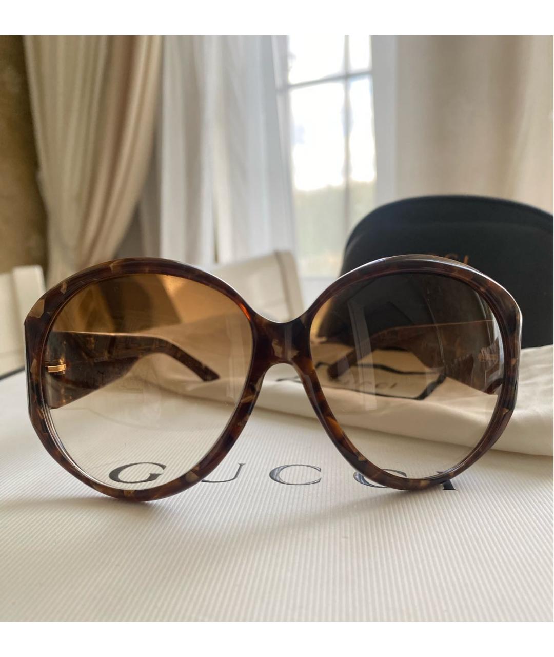GUCCI Коричневые пластиковые солнцезащитные очки, фото 9