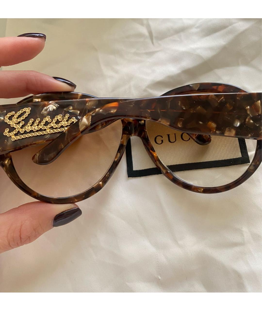GUCCI Коричневые пластиковые солнцезащитные очки, фото 4