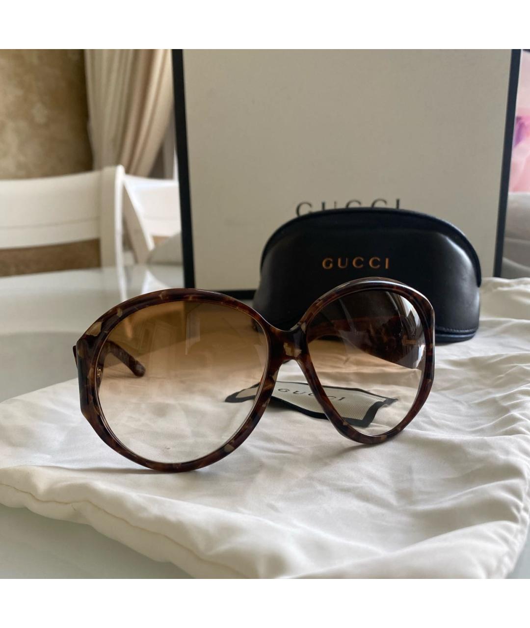 GUCCI Коричневые пластиковые солнцезащитные очки, фото 8