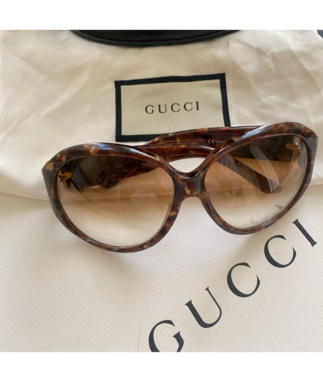 GUCCI Коричневые пластиковые солнцезащитные очки, фото 7