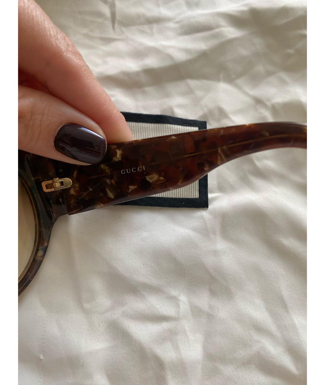 GUCCI Коричневые пластиковые солнцезащитные очки, фото 6