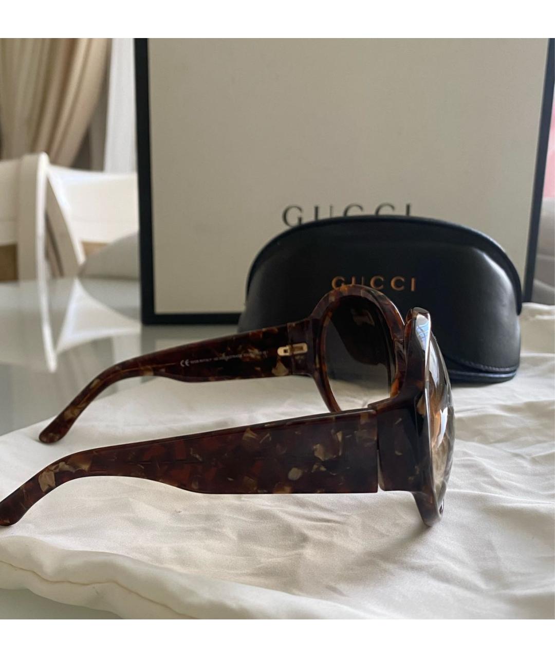 GUCCI Коричневые пластиковые солнцезащитные очки, фото 3