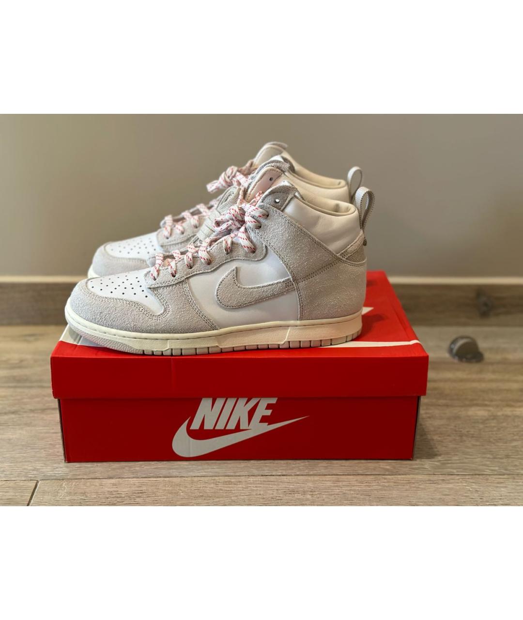 NIKE Бежевые высокие кроссовки / кеды из искусственной кожи, фото 5