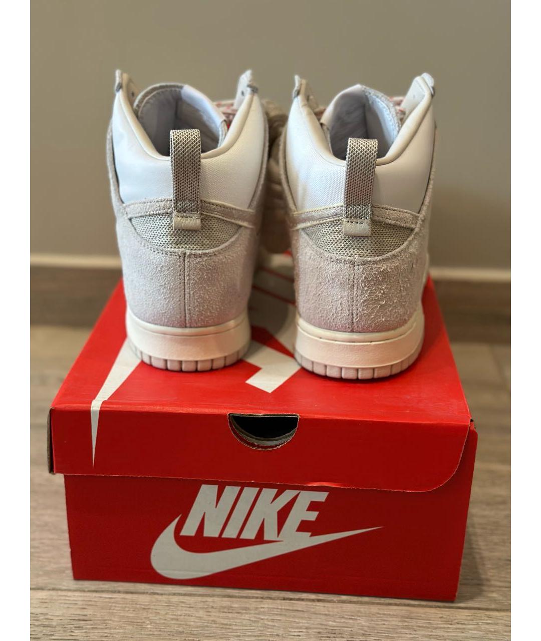 NIKE Бежевые высокие кроссовки / кеды из искусственной кожи, фото 4