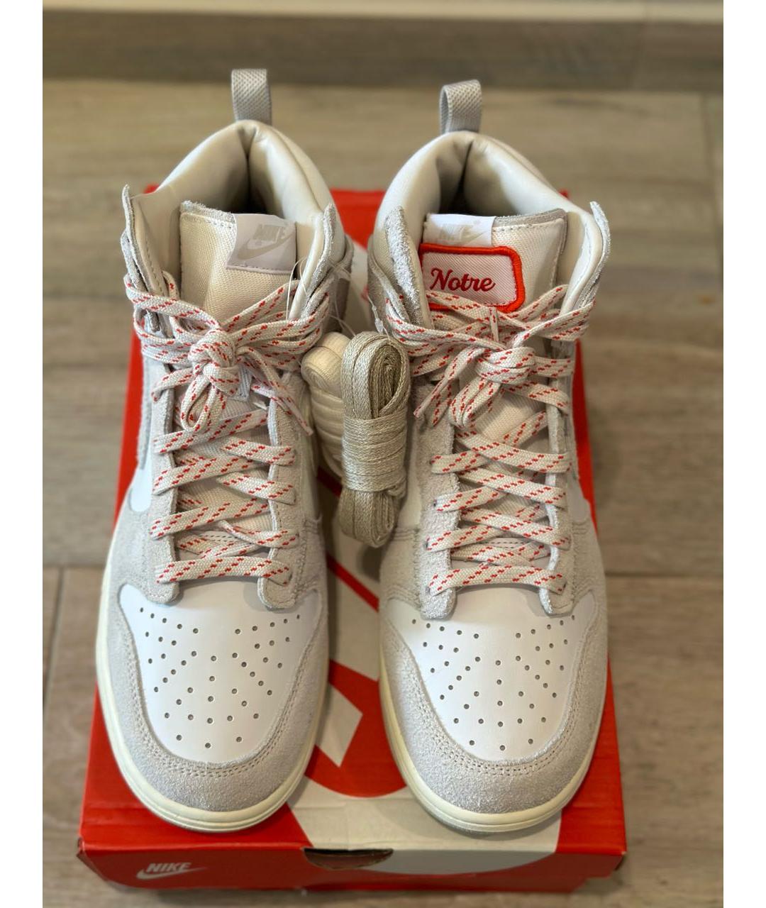 NIKE Бежевые высокие кроссовки / кеды из искусственной кожи, фото 3