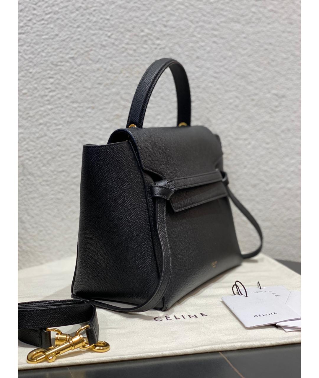 CELINE Черная кожаная сумка с короткими ручками, фото 5