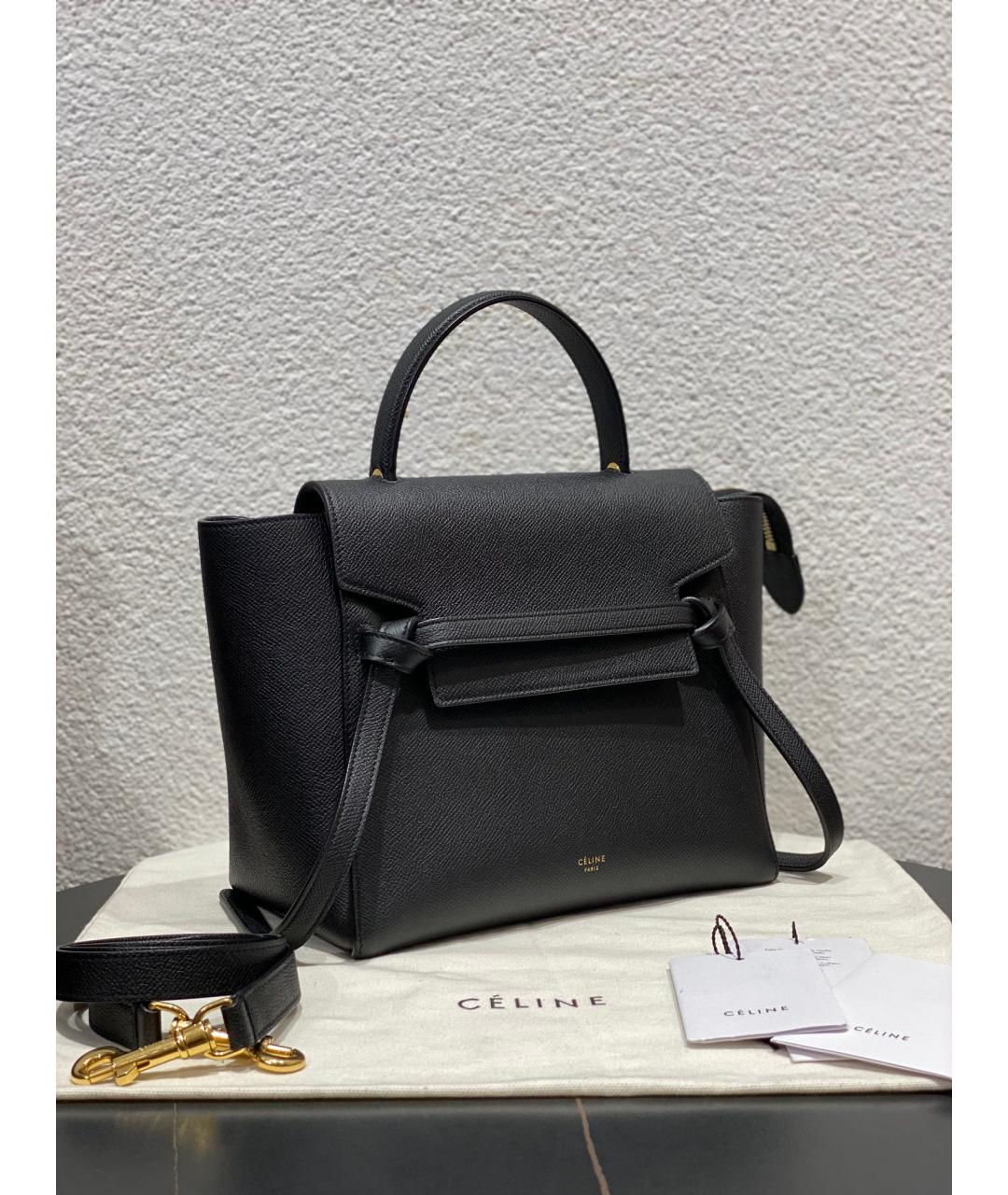 CELINE Черная кожаная сумка с короткими ручками, фото 2